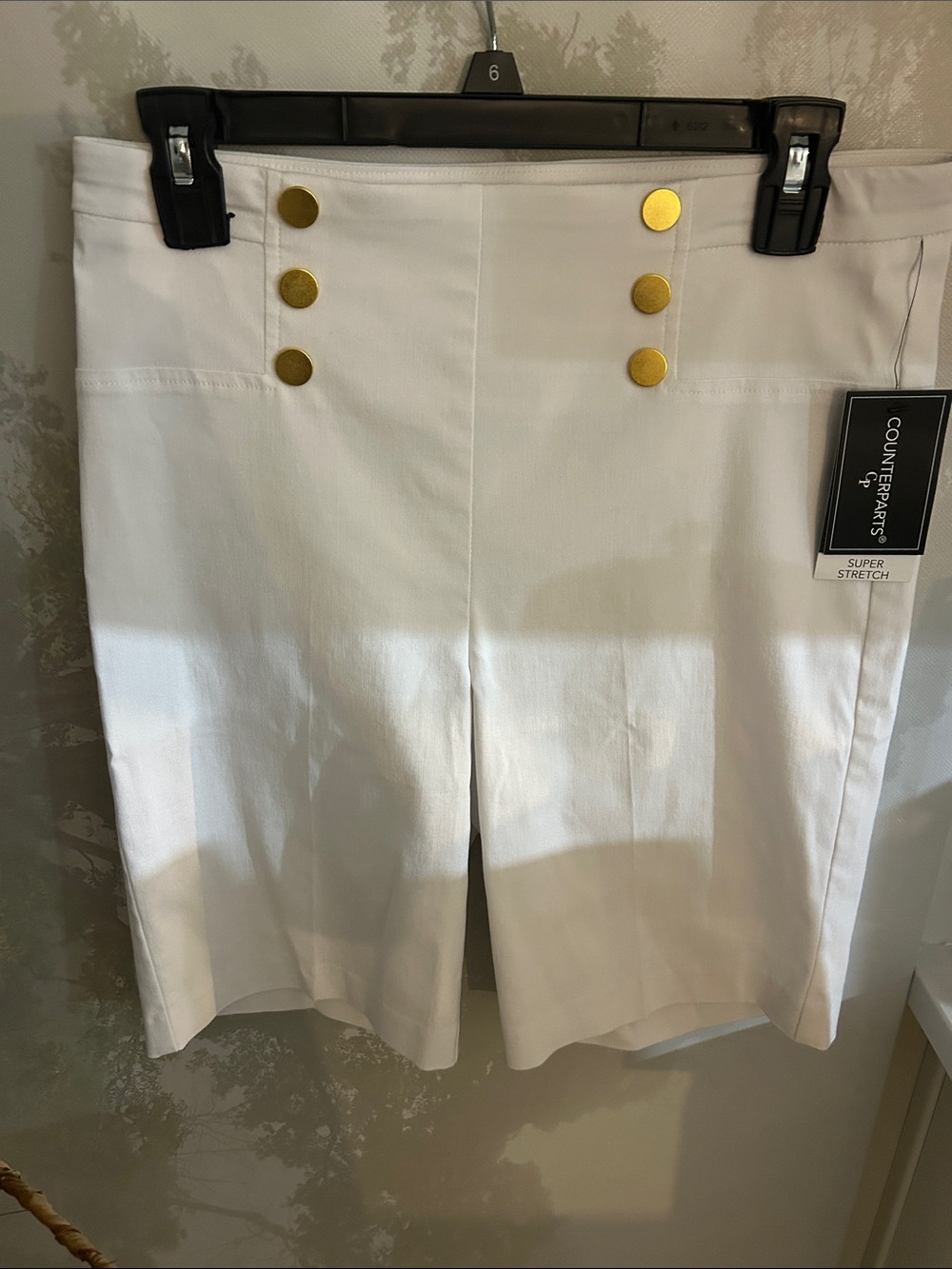 Counterparts White Midi Skirt with Gold Button Detail